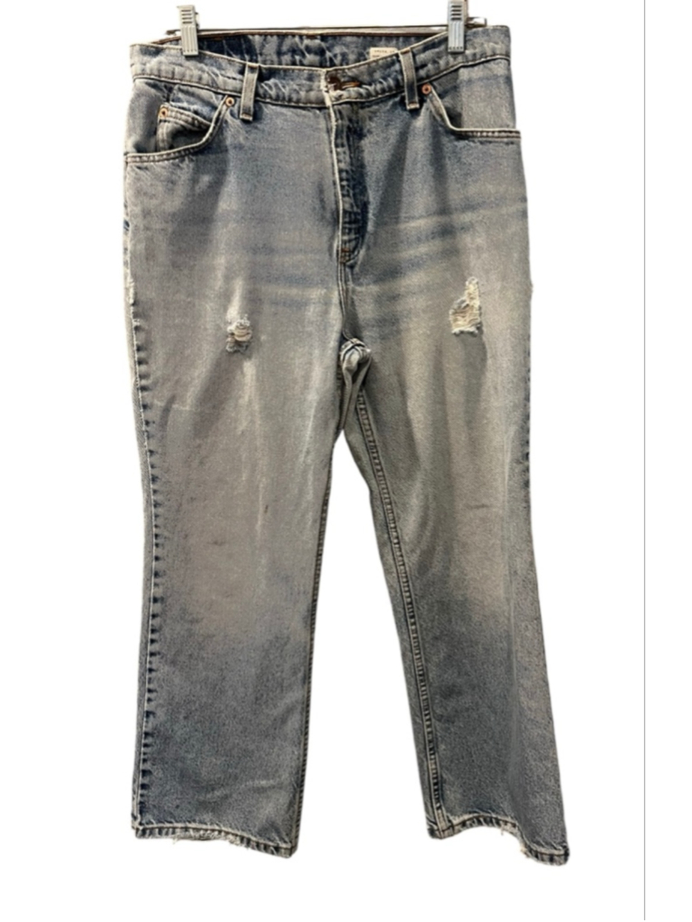 VTG 1997 Levis 917 Orange Tab Boot Cut Distressed Light Wash Jeans Size 12 Pet